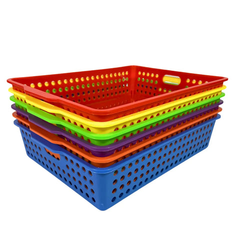Six Pack Straight Up Durable Plastic Classroom Storage Bins And Turn In Trays Total Game Changer For Teachers To Keep Papers Neat And Tidy Rainbow Colors Measure 13 Inches Long