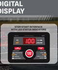 Digital display of Kickstart Your Ride With This Smart 6V And 12V Car Battery Charger showing charging rates and LED indicators.
