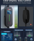 32A Level 2 EV Charger 240V 7.68kW Portable With 21ft Cable Adjustable Current And Delay SAE J1772 Compatible NEMA 14-50