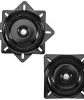 8 Inch Black Swivel Plate Set For Bar Stools Replacement With Ball Bearing Support, Built Tough, Seat Base Mount For Swivel Chairs Or Recliners, Sturdy Iron Construction, Rust Resistant, Quiet Operation, Pack Of 2 black steel swivel plates with slotted mounting holes