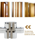 180 Degree Zinc Alloy Hidden Door Hinge For Cabinets And Furniture Concealed Cross Hinge No Fuss Install Kit in use