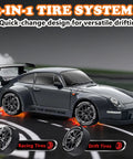 1:24 Scale RC Drift Car With 4WD And LED Lights Realistic Night Drifts on racetrack with drift and racing tires displayed
