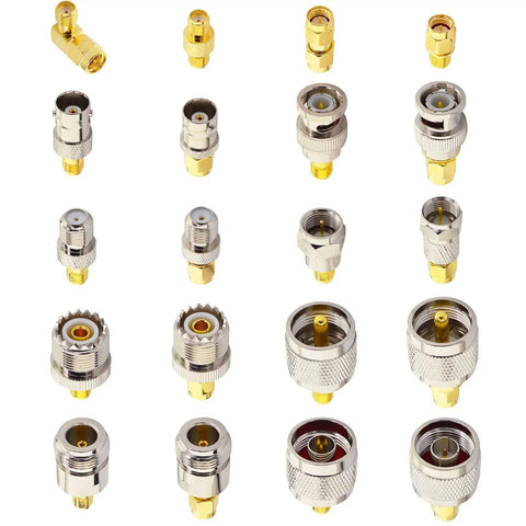 Must Have 20 Piece SMA Adapter Kit For Quick SMA To UHF SO239 N Type BNC F Type Gold Plated Coax Connectors Gear