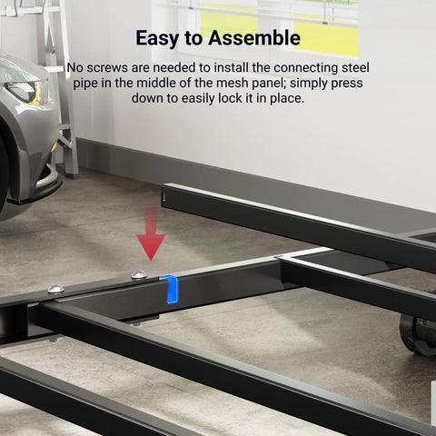 Easy assembly of Overhead Garage Storage Rack With 6 Hooks Heavy Duty Metal Ceiling Mount Adjustable Drop Down Lite Series