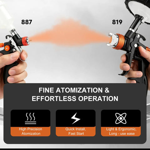 Premium Hvlp Air Spray Gun Kit Featuring Dual Precision Nozzles For Automotive Painting Delivers Hella Smooth Coats with orange spray.