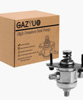 High Pressure Fuel Pump Drop In Replacement Direct Fit For Chevrolet Camaro Traverse GMC Acadia Acadia Limited Buick Enclave Lacrosse Allure Cadillac CTS STS Saturn Outlook OE Grade Performance And Reliable Fuel Delivery, shown with packaging box.