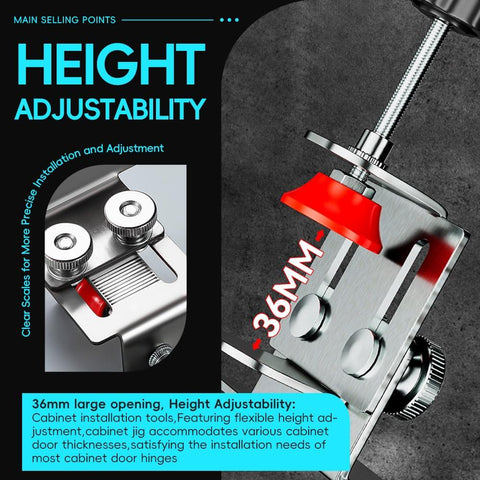 Effortless Cabinet Door Installation Tool Kit With Adjustable Clamp And Positioner No Nails, No Damage Design Versatile Cabinet Hardware Jig