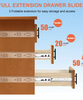 18 Inch Drawer Slides 4 Pairs Full Extension Ball Bearing Side Mount Rails 3 Fold Metal Dresser Runners diagram