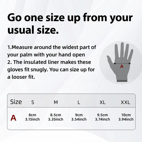 Sizing chart and measurement guide for Three Pairs Winter Work Gloves With Three Quarters Double Dipped Coating, Large.