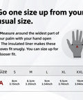Sizing chart for 6 Pairs Winter Work Gloves With Three Quarter Double Dipped Coating Thermal Insulated For Cold Weather