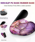 Ultra Large Gaming Mouse Pad Desk Mat With 4 In 1 Ergonomic Wrist Rests And Coaster Set XXL Keyboard Wrist Rest Mouse Pad Combo For Home Office Marble Rose Purple Flowers Design with non-slip base