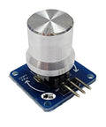Close-up of Potentiometer Angle Sensor Module with Knob for Arduino ESP32 ESP8266 and Raspberry Pi, shown from top view.