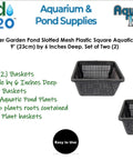 Square Black Plastic Pond Planting Baskets 9 Inch Wide By 6 Inch Deep Set Of 2 Aquatic Water Garden Planters