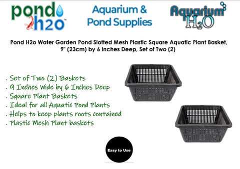 Square Black Plastic Pond Planting Baskets 9 Inch Wide By 6 Inch Deep Set Of 2 Aquatic Water Garden Planters