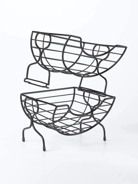Single Serve Coffee Pod Basket Stacked Two Tier Wire Organizer For K Cups Keeps Your Flavors Handy On The Counter Office Or Home Kitchen Modern Black Finish