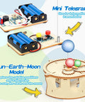 Five In One STEM Kit For Kids Ages 8 To 12 showing mini telegraph and Sun-Earth-Moon model sections