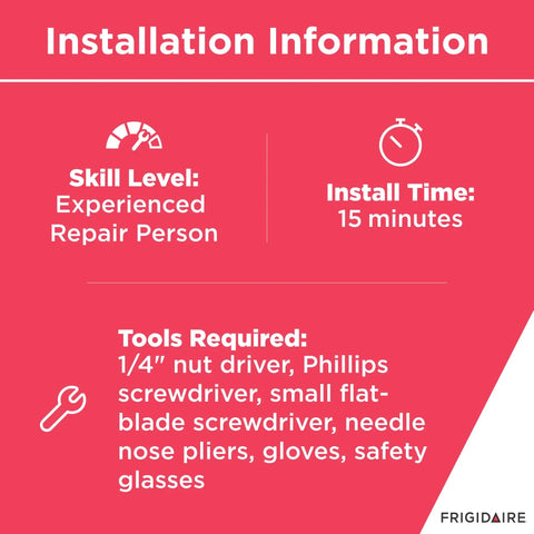 Installation guide for Electronic Control Board For Refrigerators 5304498695 Replacement Module showing skill level and tools.