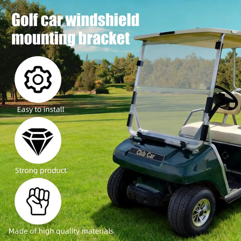 Golf cart with transparent windshield using Two Pair Clear Pvc Piano Style Living Hinges Forty Eight Inch Flexible Tape.