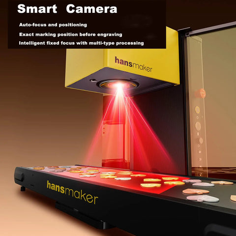 D1 Ultra 30W Fiber and 20W Diode Dual Laser Engraver With 16MP Auto Position Camera in action, showing precision engraving.