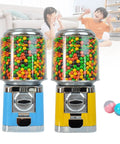 Automatic Candy Dispenser Machine For Home And Shop Use Toy Vending Egg Machine with blue and yellow alloy body indoors