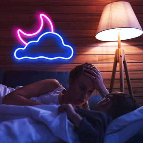 Cloud And Moon LED Neon Sign For Wall Decor USB Powered Neon Light With Adjustable Brightness Perfect Bedroom Kids Room