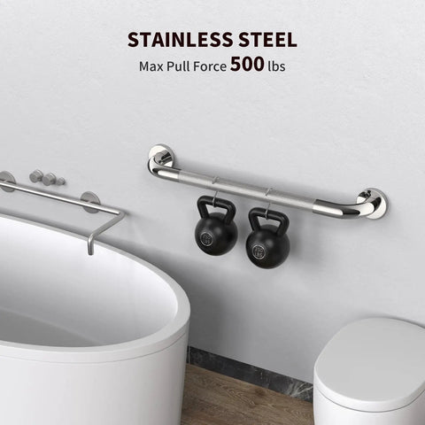 2 Pack 24 Inch Anti Slip Shower Grab Bars Knurled Stainless Steel Chrome Hand Rail For Bathroom Safety And Senior Support