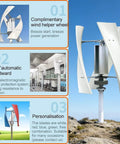 8000W 24V 3-Blade Portable Vertical Wind Turbine Kit With Helix Rotor, white blades, outdoor installation on rocky terrain