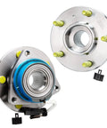 Close-up view of wheel bearing hubs from 14 Piece Beefy Front And Rear Suspension Kit With Wheel Bearing Hubs Tie Rods Ball Joints Front And Rear Sway Bars Boots Replacement For Chevy Impala Monte Carlo Pontiac Grand Prix Buick LaCrosse Regal Century