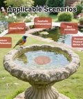 Copper Disc Bird Bath Purifier Plate With Three Point Support For Outdoor Use in a stone bird bath with garden view