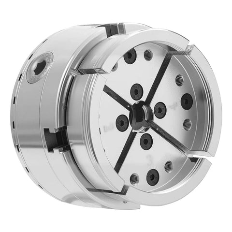 Built Tough 4 Inch Wood Lathe Chuck 4 Jaw Self Centering Bevel Gear Set With 1 Inch 8 TPI Thread close-up view