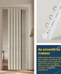 100 Percent Blackout Accordion Door Curtain For Sliding Glass Doors in cream white installed in doorway with track system.