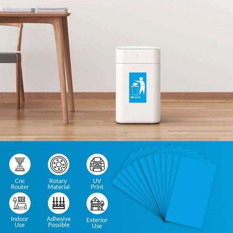 Blue ABS Two Color Laser Engraving Plastic Sheet 11.8 By 6.49 By 0.05 Inch for signs next to trash bin with icons