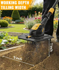 Beefed Up Cordless Tiller Cultivator For DeWalt 20V Max Batteries, 9 Inch Tilling Width And 7 Inch Depth, 360 RPM Rototiller in use