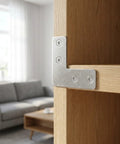 Heavy Duty Stainless Steel L Bracket Corner Brace 1.6x1.6 Inch Right Angle Support on wooden shelf
