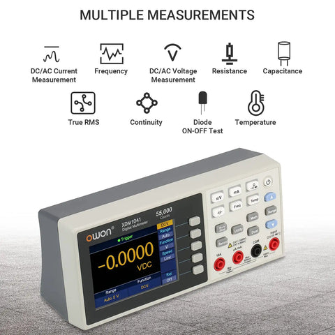 Digital Multimeter With USB And RS232, 55000 Counts High Accuracy, Desktop Temperature Meter, 3.5 Inch TFT LCD Screen front view