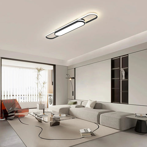 Dope 26 Inch Dimmable Led Ceiling Light Fixture With Remote Control illuminating a modern living room setting