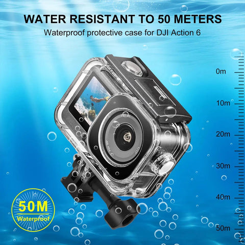 Underwater Dive Case For Osmo Action 6 Waterproof Housing With 50 Meters Depth Display And Sturdy Transparent Design