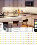 Under Cabinet Lighting Kit With Six Dimmable LED Lights, Touch And Remote Control, 9.8 Feet, installed in modern kitchen.