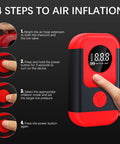 Steps to use All In One Portable Tire Inflator And Jump Starter Kit With LED Light, Auto Stop, And Pressure Gauge, Cordless Air Pump