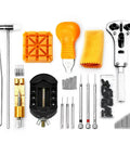 Watch Repair Tool Kit With Case For Strap Adjustment And Link Pin Removal, Spring Bar Tools and components on display