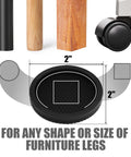 Tough Non Slip Furniture Pads For Hardwood Floors 8 Pack 2 Inch Anti Skid Floor Guards With Grippy Tpu Casters 2 inch size shown with furniture legs.