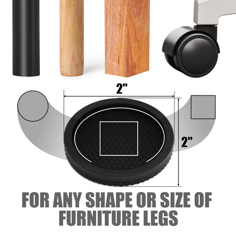 Tough Non Slip Furniture Pads For Hardwood Floors 8 Pack 2 Inch Anti Skid Floor Guards With Grippy Tpu Casters 2 inch size shown with furniture legs.