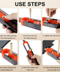 Steps showing Killer Precision Metal Contour Gauge Scribe Tool with twin pencils for tracing irregular outlines on wood.