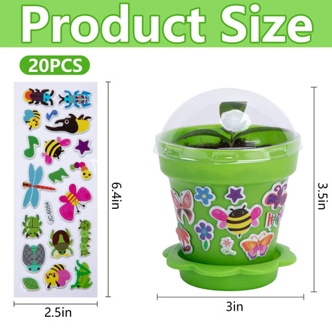 Dope Color Mix Nursery Pots With Humidity Domes And Trays, 25 Pack Seed Starter Pots, foam stickers for plant DIY, size and dimensions