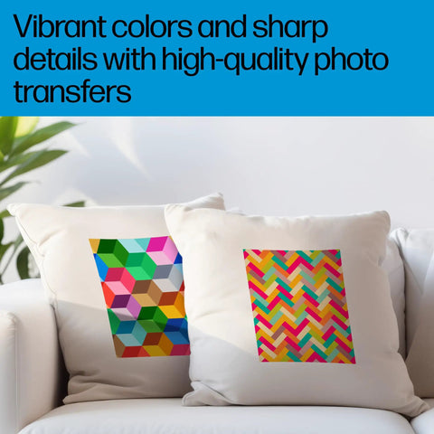 Colorful geometric photo designs on pillows showcasing Light Fabric Iron On Transfers 8.5 By 11 Inches Pack Of 20 Sheets For DIY T Shirts...