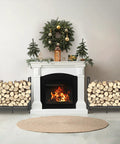Built Tough Heavy Duty Firewood Rack For Indoor And Outdoor Use 2ft Log Storage Holder beside fireplace with holiday decor