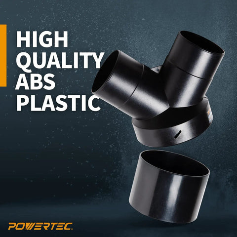 Supercharge Your Workshop Setup With This Badass Heavy Duty Dust Collector Y Fitting And Precision Splice Kit 6 To 4 Inch Hose Reducer For Shop Vac 2 Pack, black ABS plastic splitter.