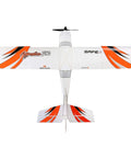 Top view of the Apprentice STS 1.5m RC Airplane RTF Smart Trainer With Safe Flight Tech, AMA Certified, white with orange accents.