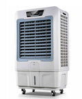 Portable Evaporative Swamp Cooler With Remote And 12 Hour Timer, 3 Speed Air Cooling Fan With 80 Liter Tank, 3 In 1 Humidifier, white with mesh vent design.