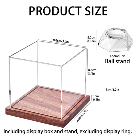 Dope Golf Ball Display Case With Solid Wood Base No Assembly Required Clear Acrylic Cube For Autograph Ball One Ball Stand Box